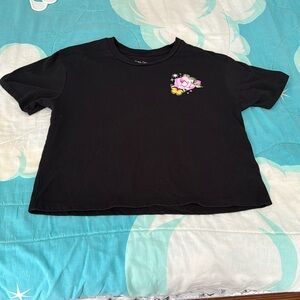 Rebellious one graphic flower design short sleeve shirt